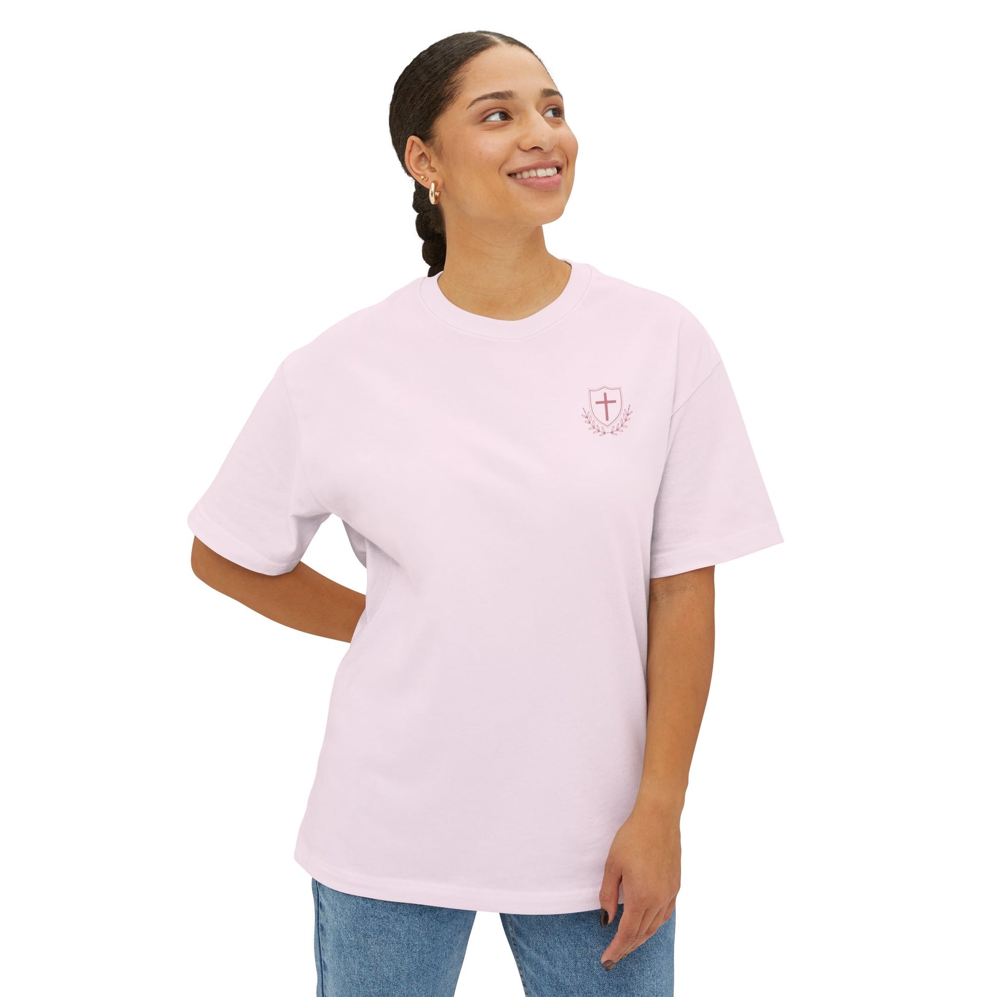 Standing on My Father's Business Faith-Inspired 100% Cotton T-Shirt, Luke 2:49 Bible Verse, Mauve Text