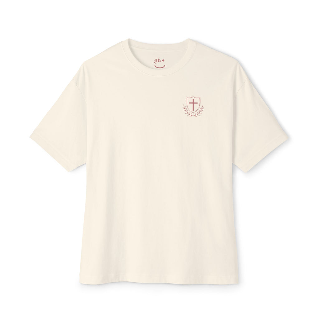 Standing on My Father's Business Faith-Inspired 100% Cotton T-Shirt, Luke 2:49 Bible Verse, Mauve Text